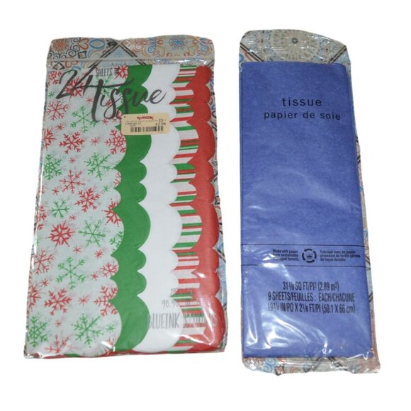 Retro Kraft Paper Christmas Holiday Gift Bag Tissue Party Bundle 8 Pieces - Picture 4 of 4